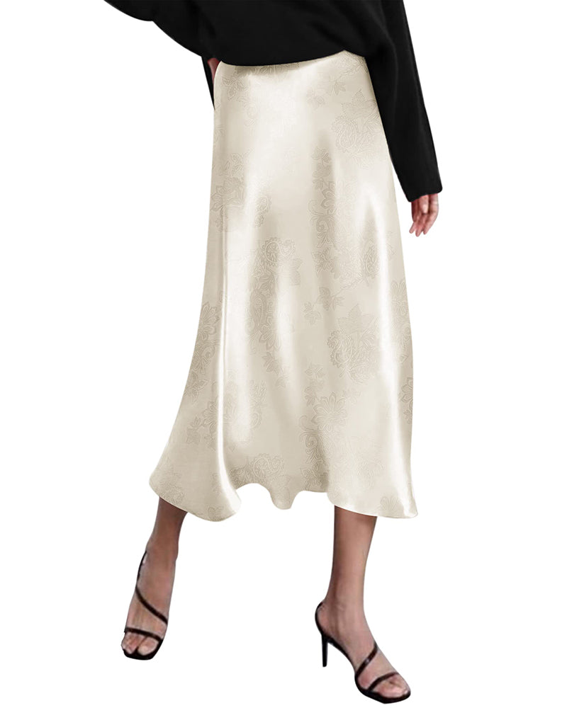 Satin Zipper Elegant Work Skirts - Zeagoo (US Only)