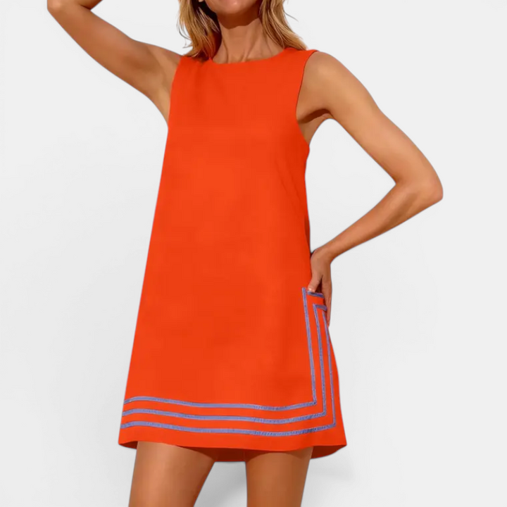 CALINDA™ – Boho Colorblock Sleeveless Mini Dress