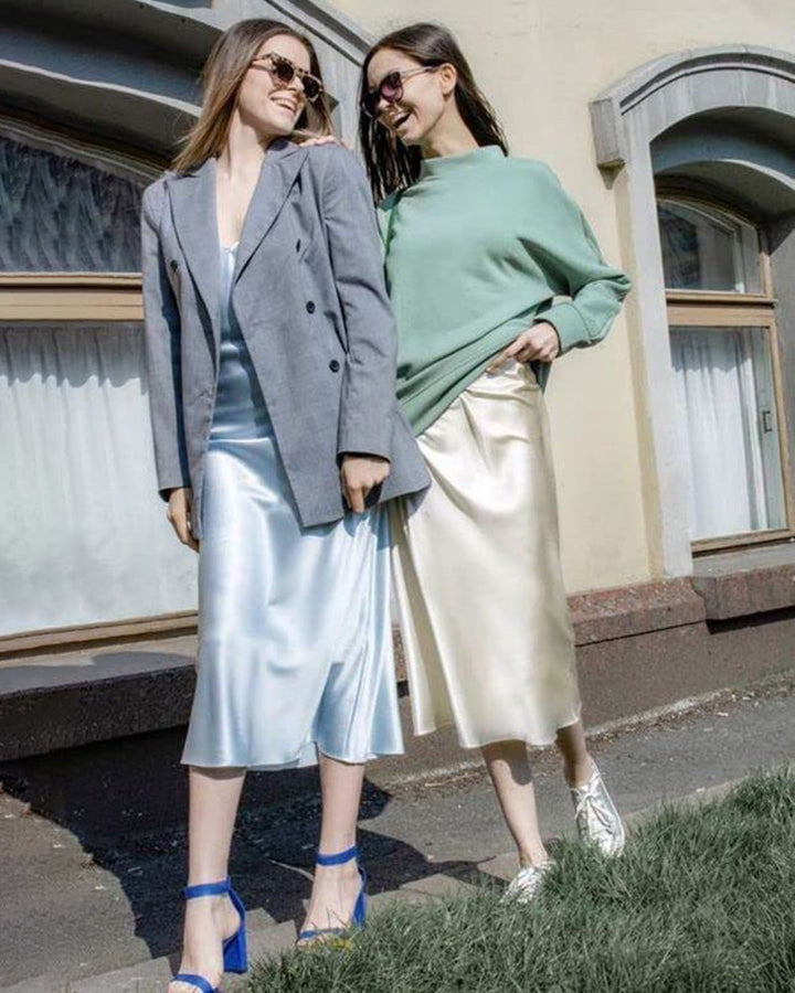 Satin Zipper Elegant Work Skirts - Zeagoo (US Only)