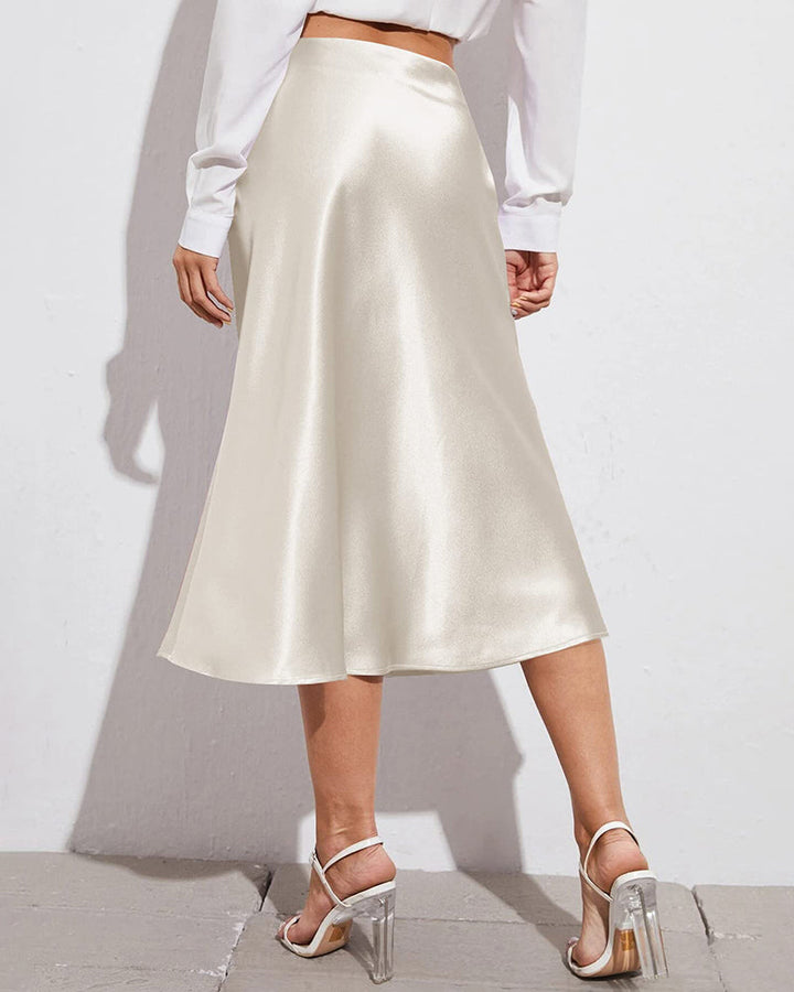 Satin Zipper Elegant Work Skirts - Zeagoo (US Only)