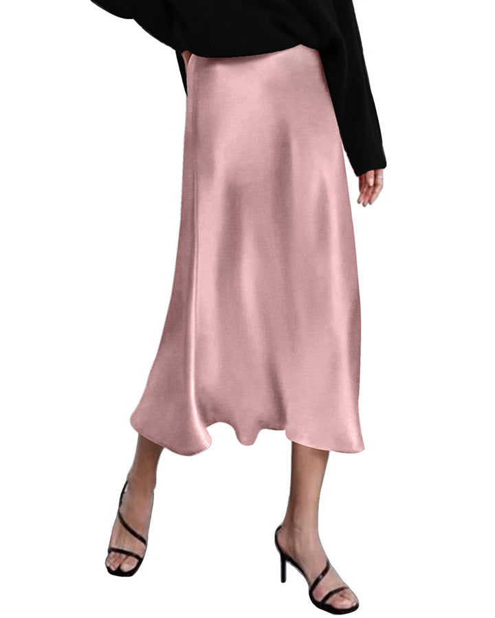 Satin Zipper Elegant Work Skirts - Zeagoo (US Only)