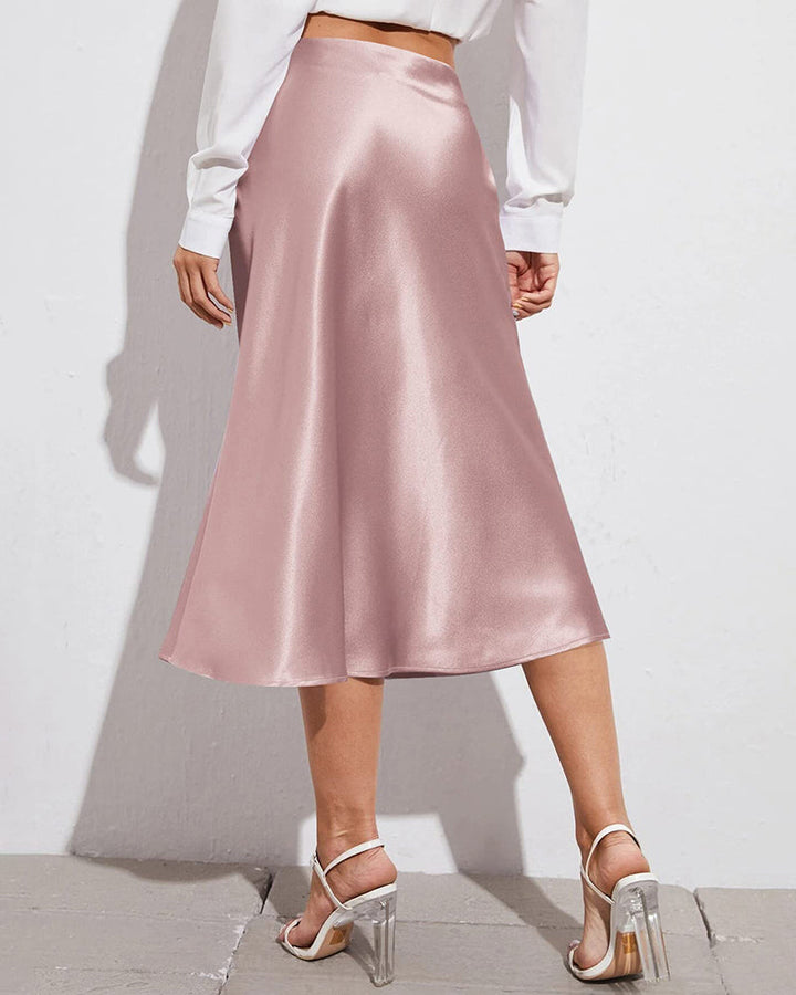 Satin Zipper Elegant Work Skirts - Zeagoo (US Only)