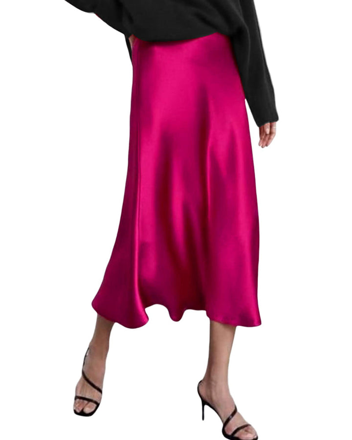 Satin Zipper Elegant Work Skirts - Zeagoo (US Only)