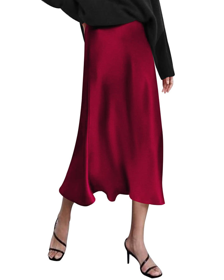 Satin Zipper Elegant Work Skirts - Zeagoo (US Only)