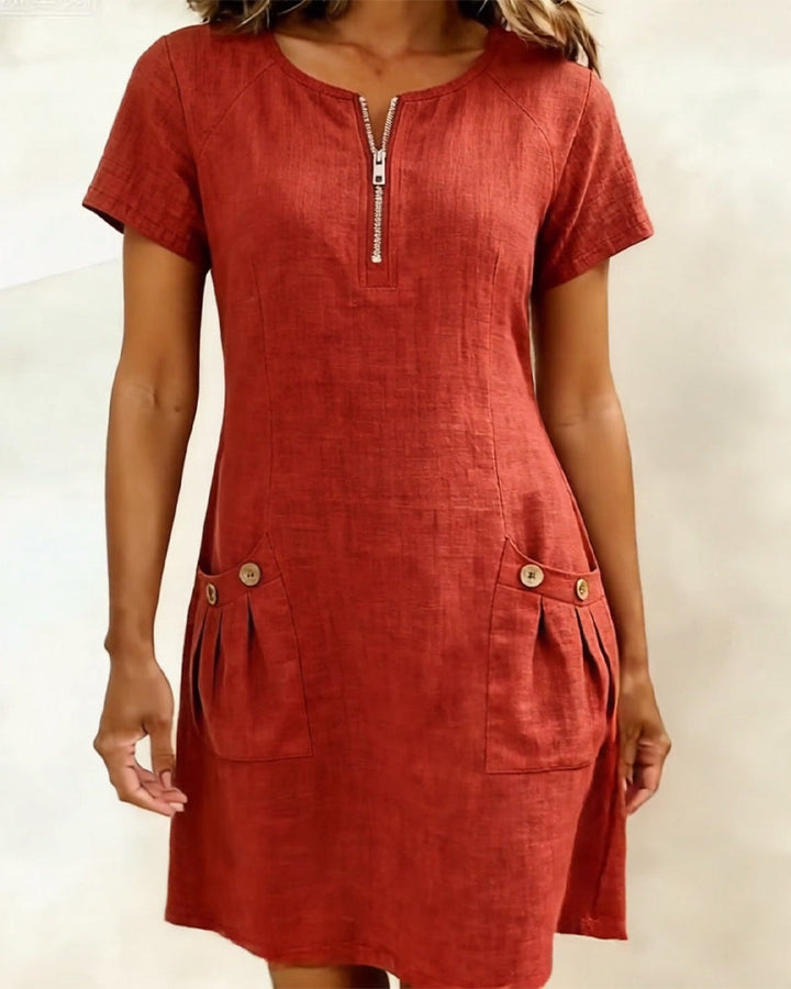 Elsa | Cotton Dress with Zipper Pocket