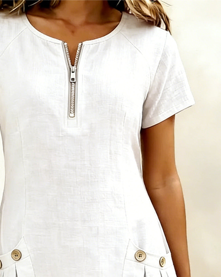 Elsa | Cotton Dress with Zipper Pocket