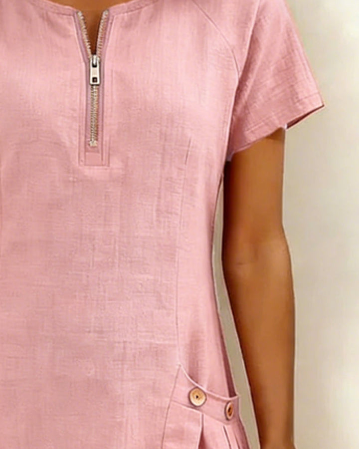 Elsa | Cotton Dress with Zipper Pocket