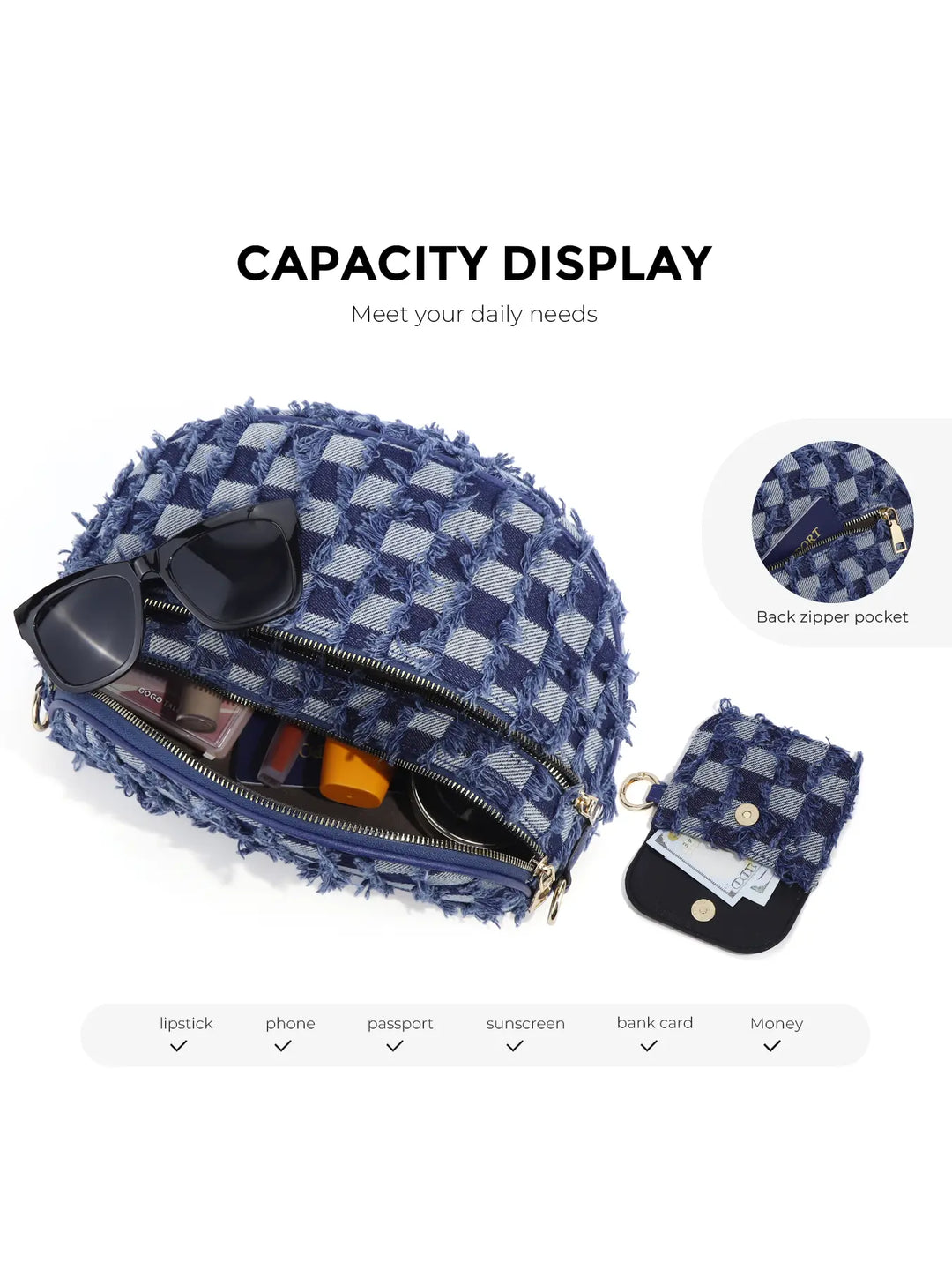 Olivia & Claire Checkered Crossbody Bum Bag