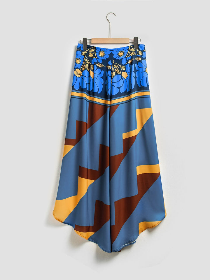 Hawaii Palm Silky Satin Floral Pants