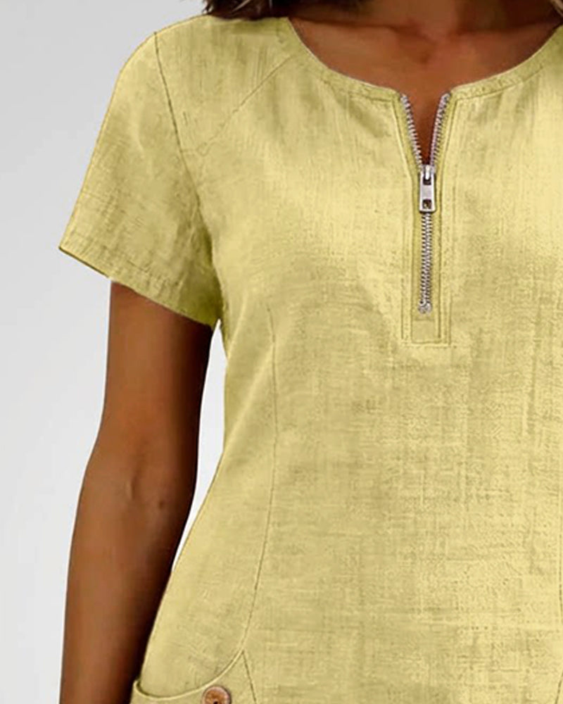 Elsa | Cotton Dress with Zipper Pocket