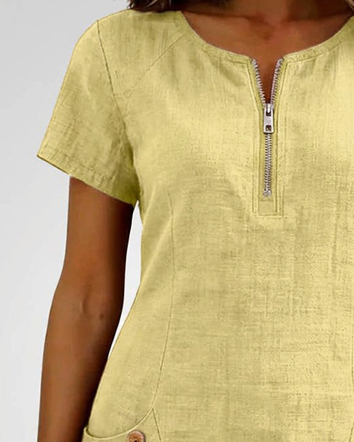 Elsa | Cotton Dress with Zipper Pocket