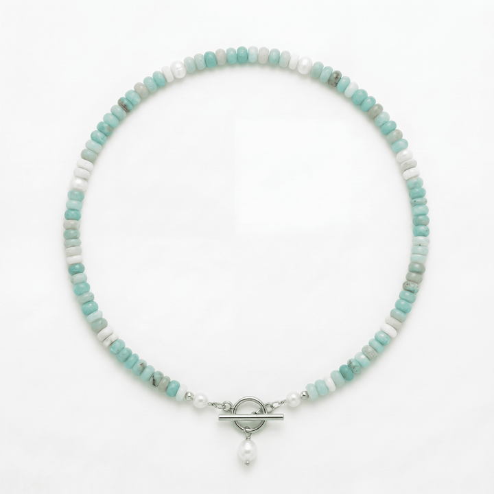 Turquoise Bead Pearl Necklace