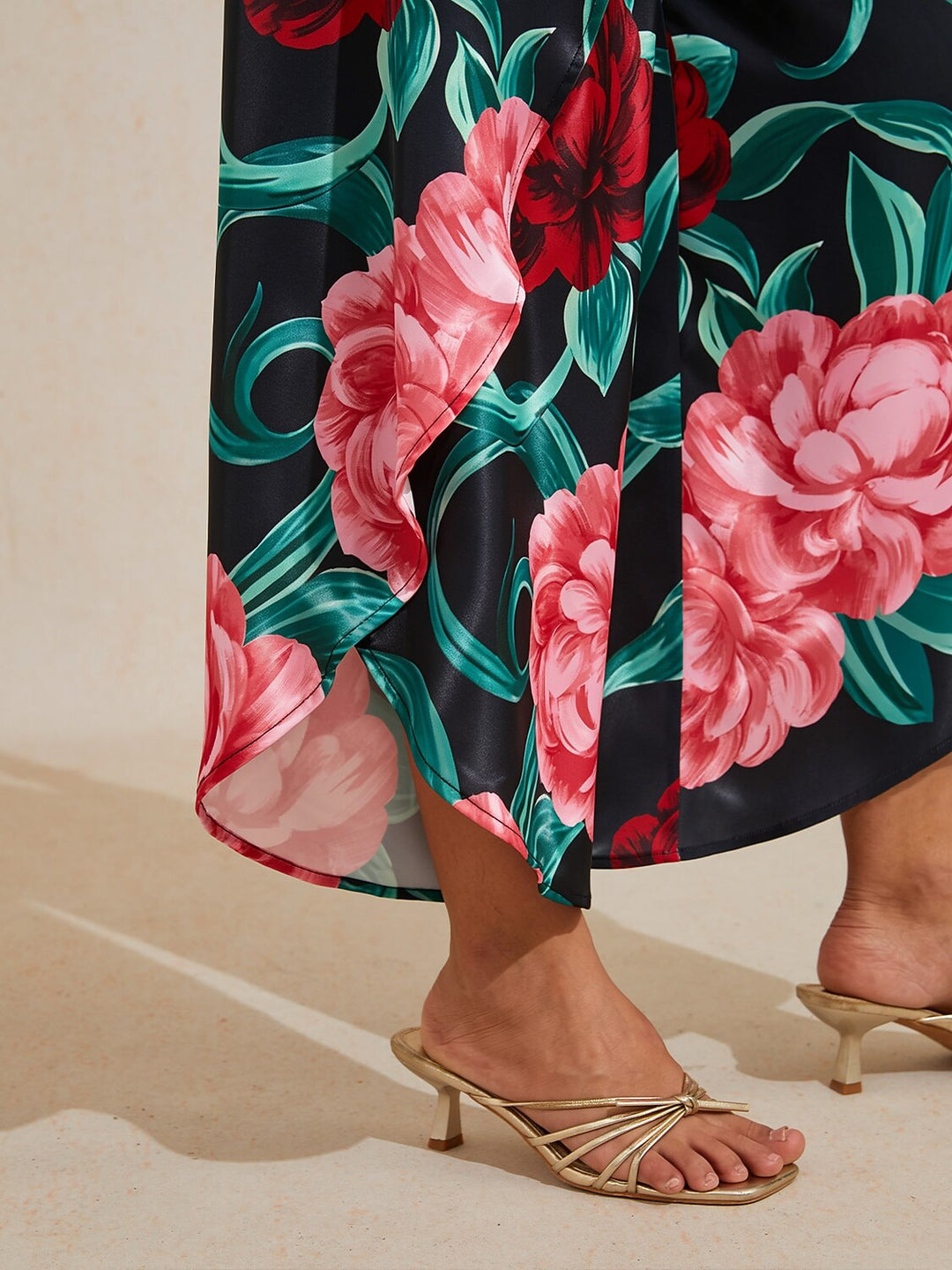 Hawaii Palm Silky Satin Floral Pants