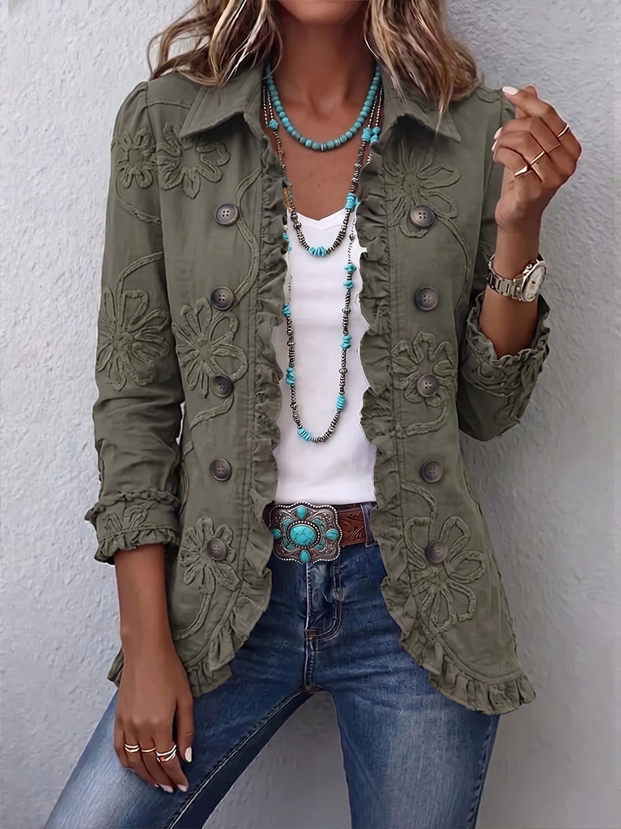 Flora | Embroidered Boho Floral Utility Jacket