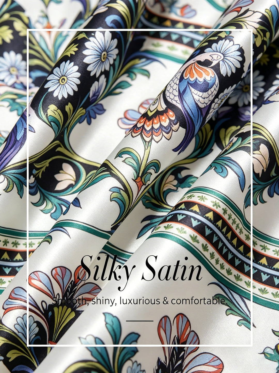 Hawaii Palm Silky Satin Floral Pants