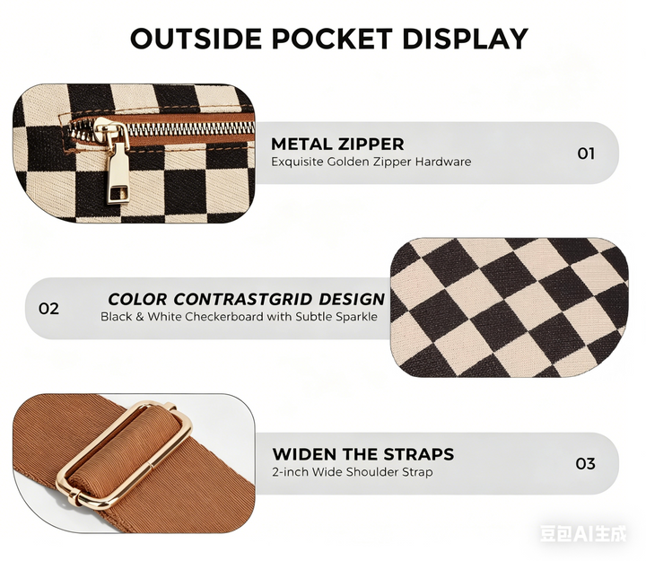 Olivia & Claire Checkered Crossbody Bum Bag